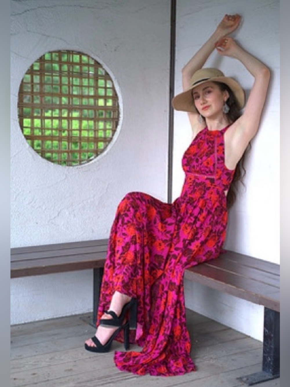 Anthropologie Abel The Label Size S Charlotte Halter Maxi Dress - Pink - Picture 2 of 9
